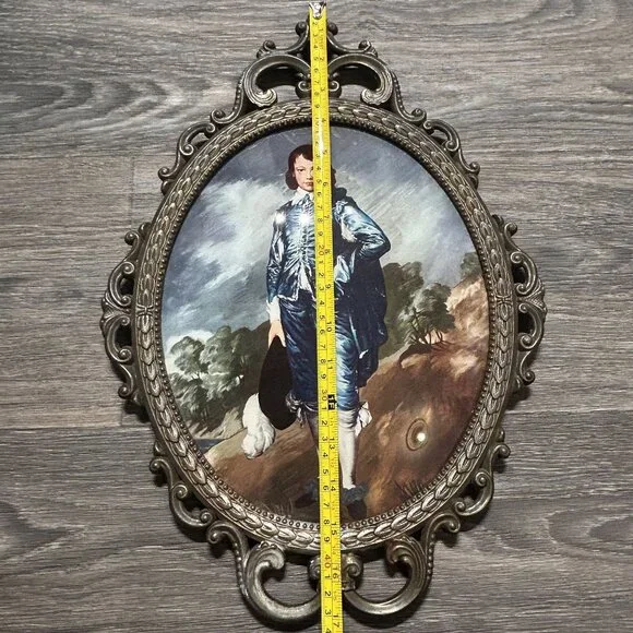 Vintage Pinkie Blue Boy Prints Ornate Oval Framed Made In Italy Glass *READ - Picture 6 of 16